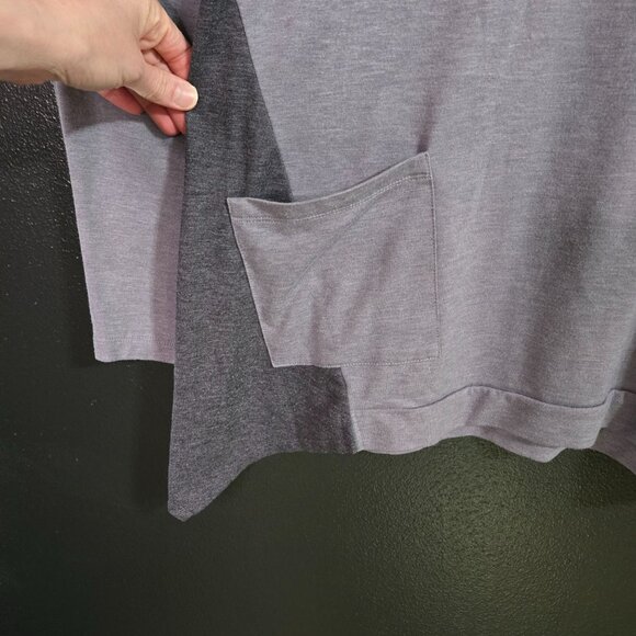 Logo Lounge Womens Asymmetric Hem Long Sleeve Top Pockets Shoulder Detail Purple - Picture 3 of 7